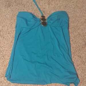 Blue Strapless  Halter Top with Gold Accents